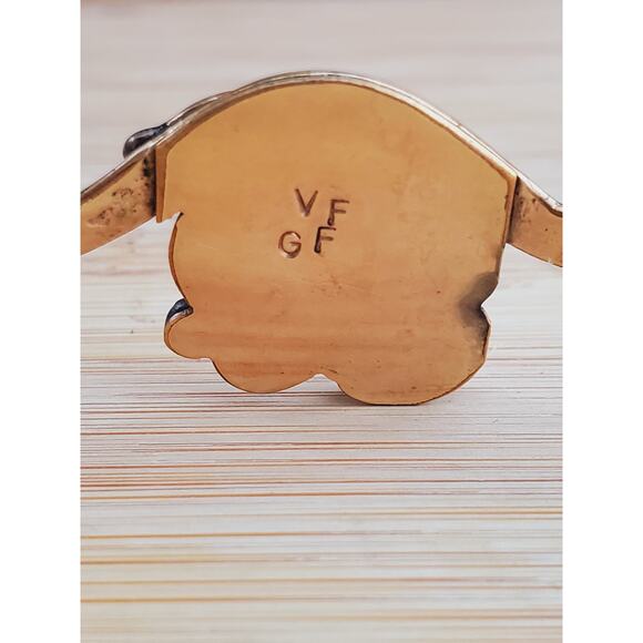 Navajo Turquoise Sterling Silver GF Gold Filed Cuff Bracelet Small 6.75in - Picture 8 of 9